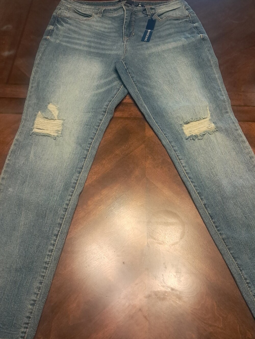 Bandolino Women's Light Blue Skinny Jeans with Knee Distress